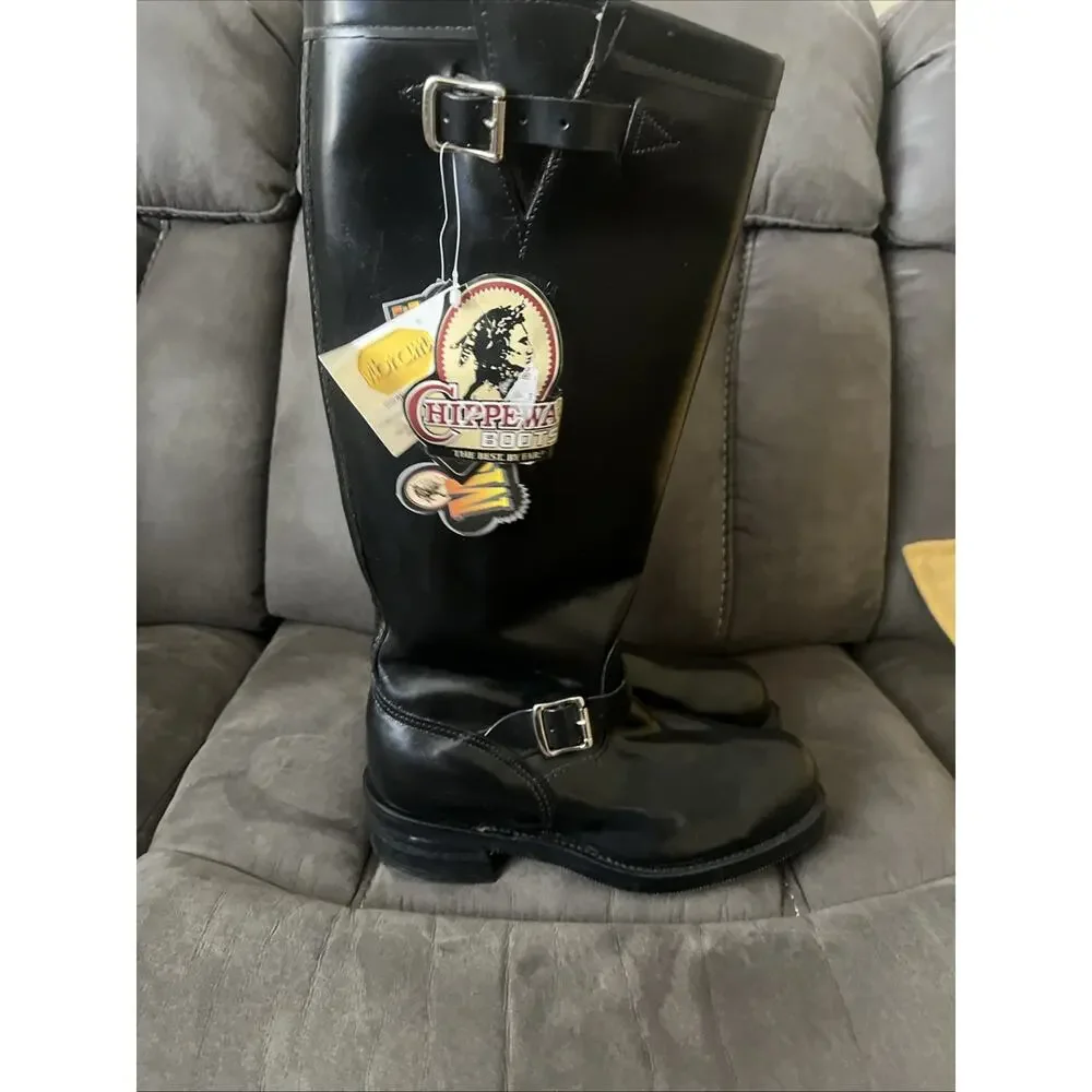 Chippewa Baden Trooper Made In USA 71418 Mens Black Motorcycle Boots 8.5D - Picture 7 of 16